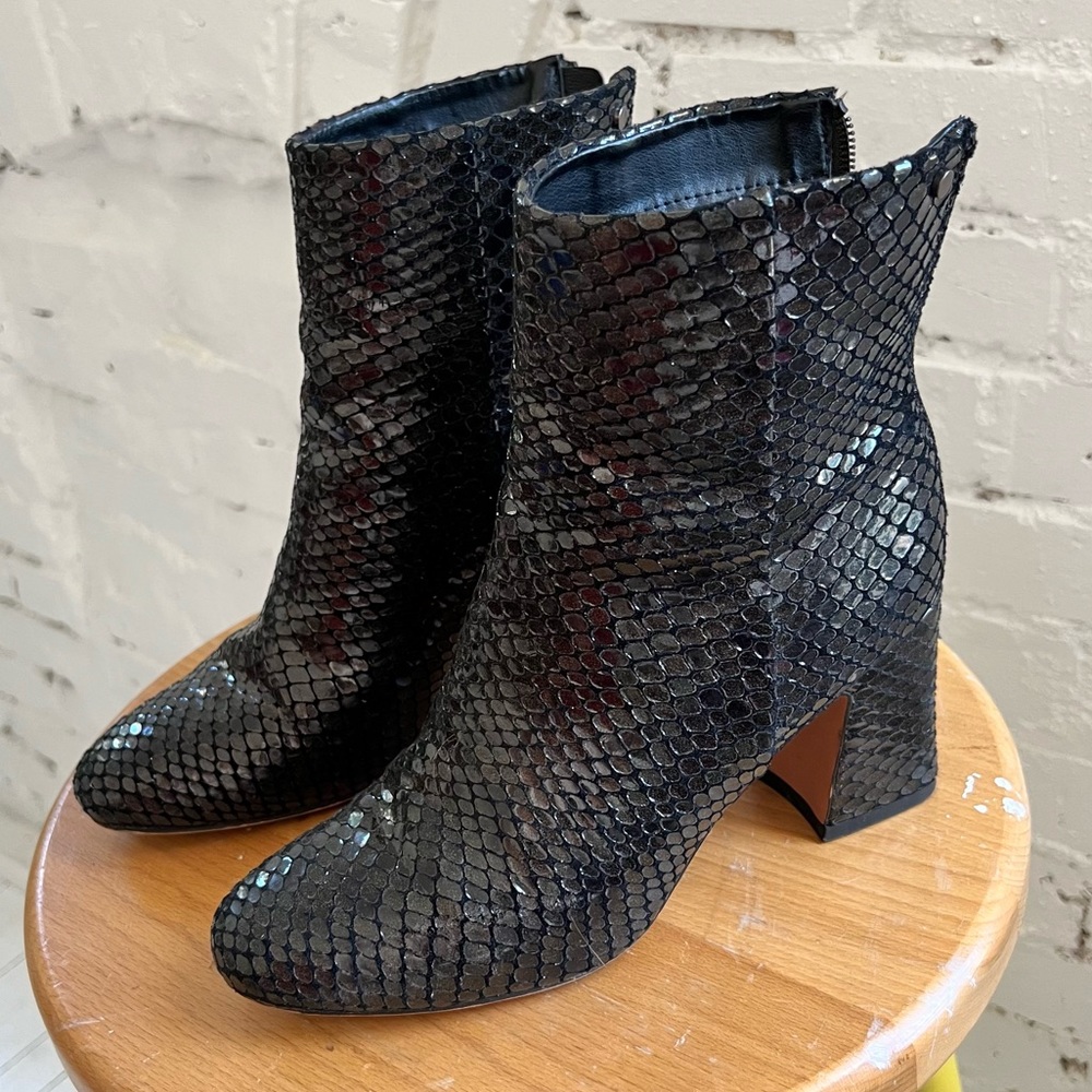 Zara Black Square Heel Booties